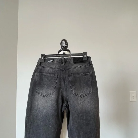 Insane Gene new with tags high waist girlfriend jeans size 24 fray black denim - Picture 13 of 13